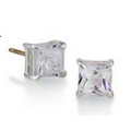 Carolee Princess Cut CZ Stud Earrings in Sterling Silver